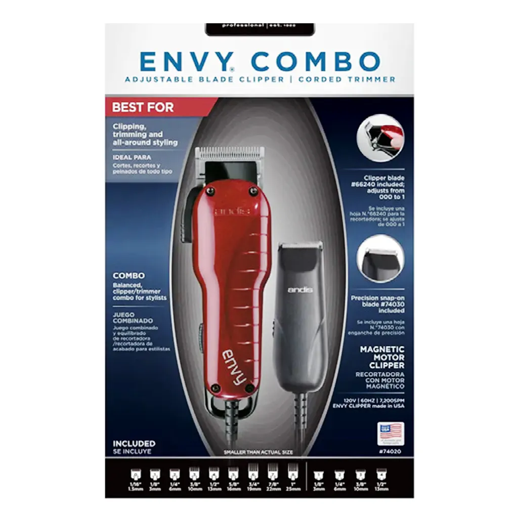 74020 Andis Envy Combo Kit clipper Trimmer Red Black D1.webp
