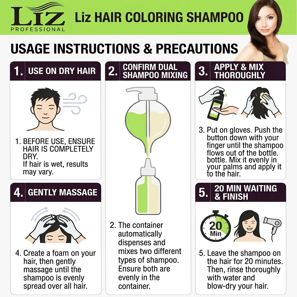 Liz Hair Coloroing Shampoo Brawn 400ml 3.webp