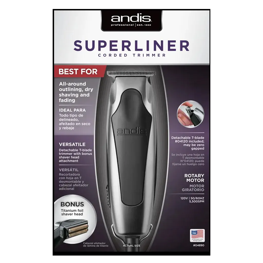 ANDIS Superliner corded Trimmer-Silver (Bonus w shaver head) 04890