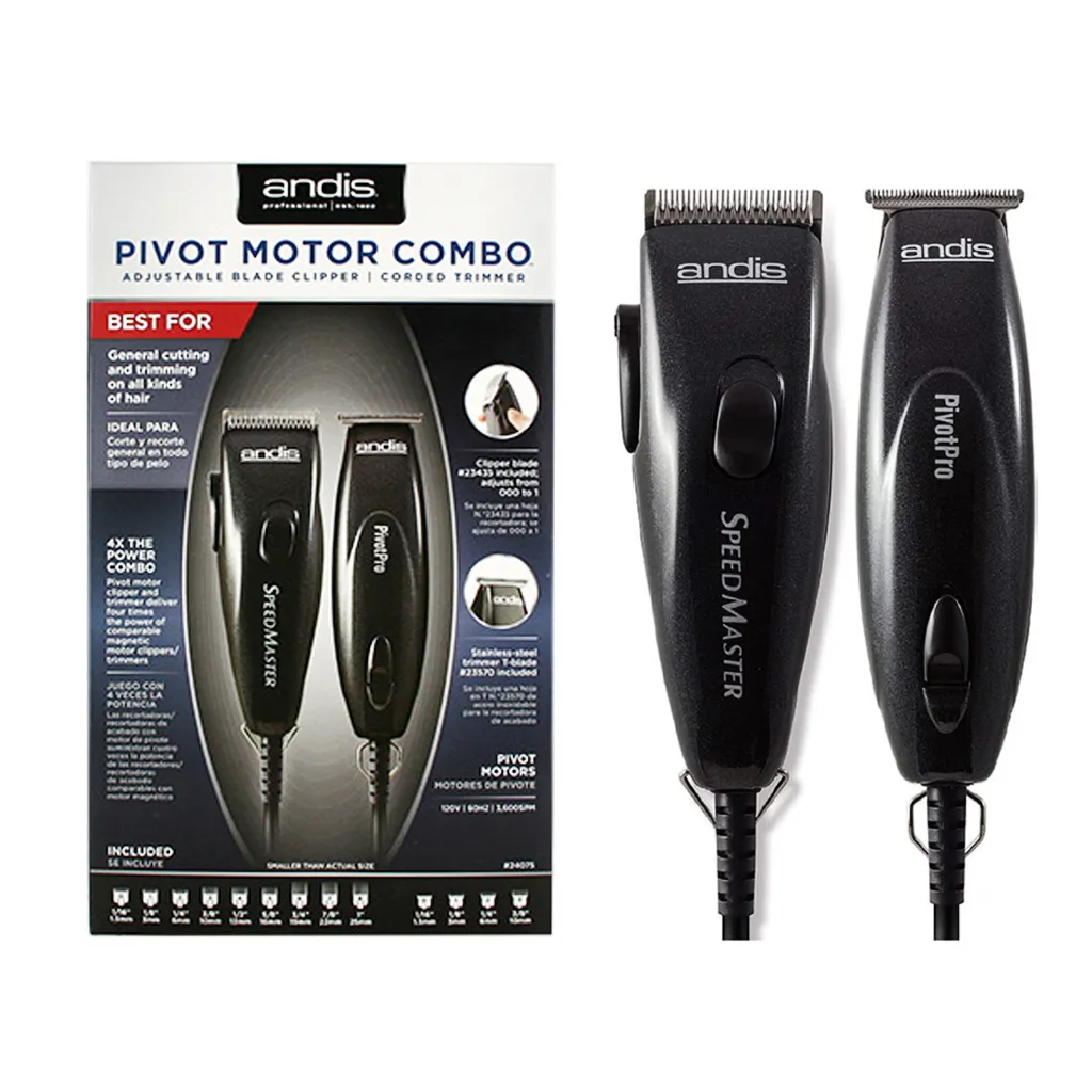ANDIS Pivot Motor Clipper/Trimmer Combo Black 24075