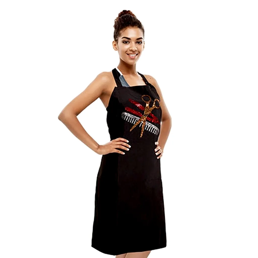 [LIZ0005] Liz Apron AF1-IRON on Grooners Rhinestone #LIZ98862-BLACK-pc